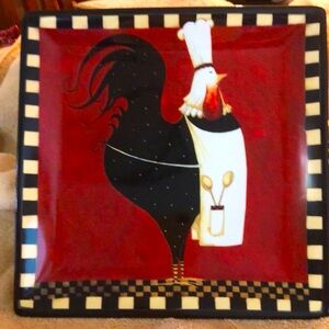 Dan Dipaolo Certified International Rise & Shine Rooster Chef Plate 11" x 11" Sq